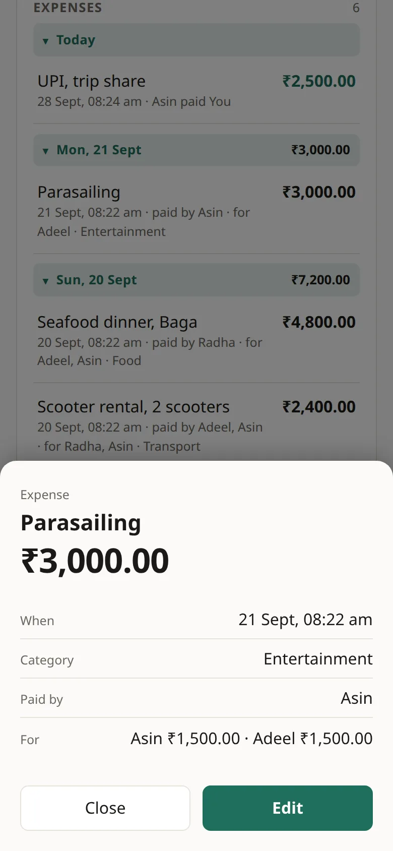Parasailing ₹3,000 for Asin and Adeel only